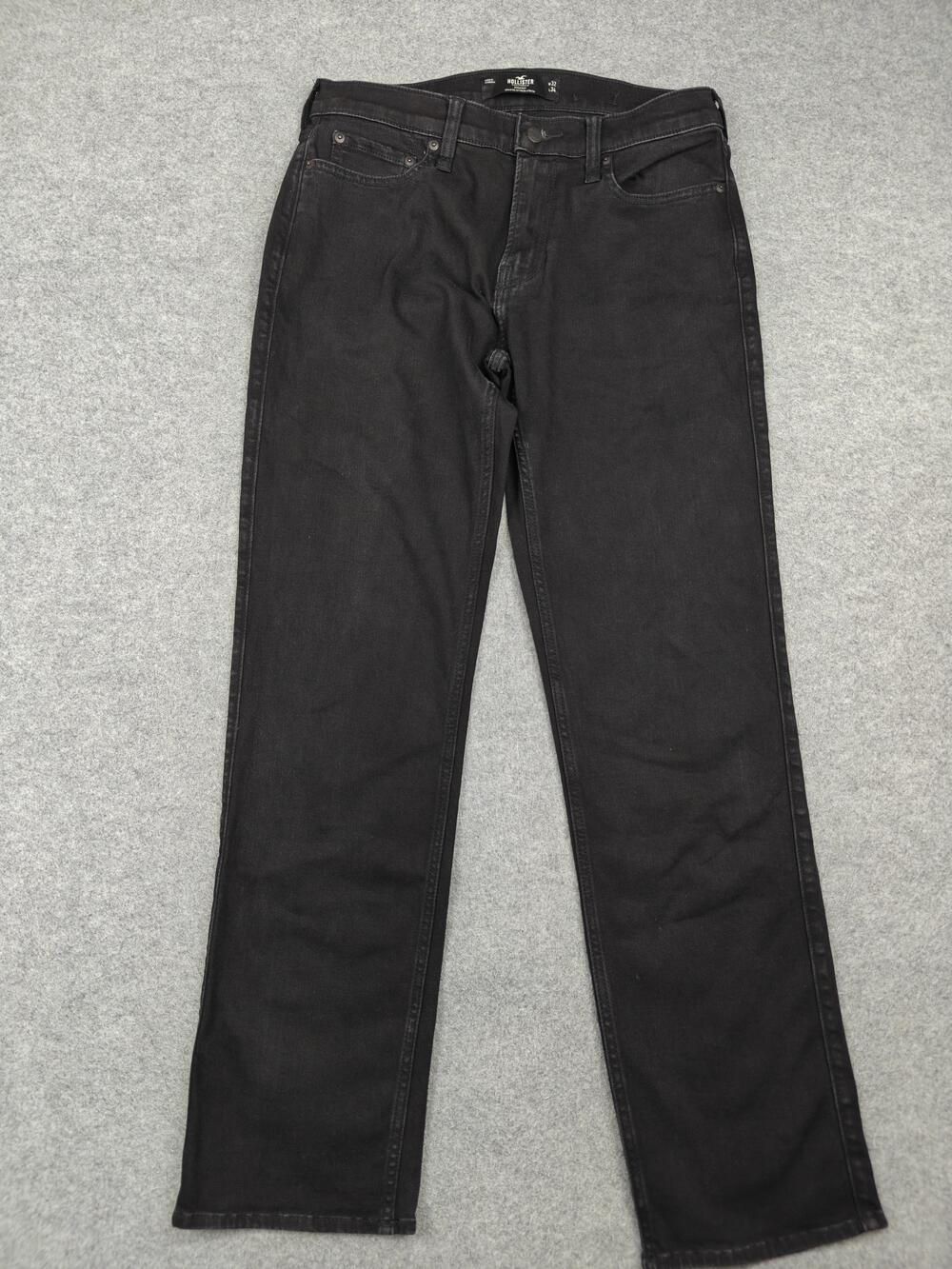 Hollister Jeans Mens 32x34 Black Straight Regular Fit Advanced Stretch Denim